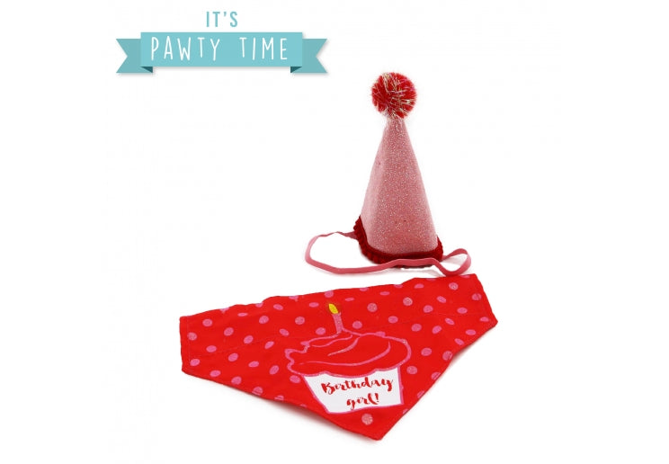 Birthday Hat & Bandana Pink - Ancol