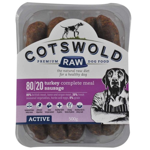 Turkey Sausages 80/20 Active - Cotswold Raw